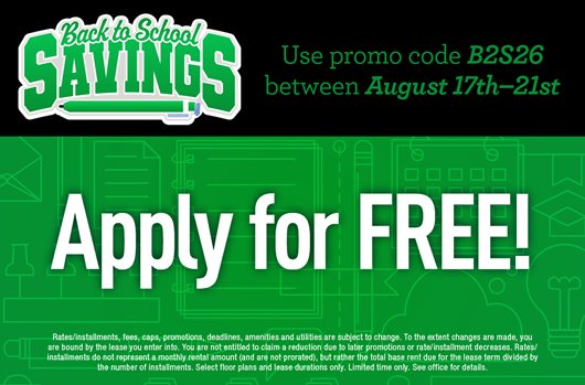 Use promo code B2S26 between August 17th - 21st and apply for FREE