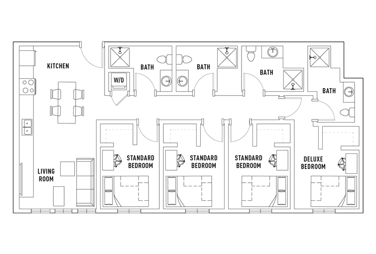 The Jack 4 Bedroom Floor Plan Apts near NAU