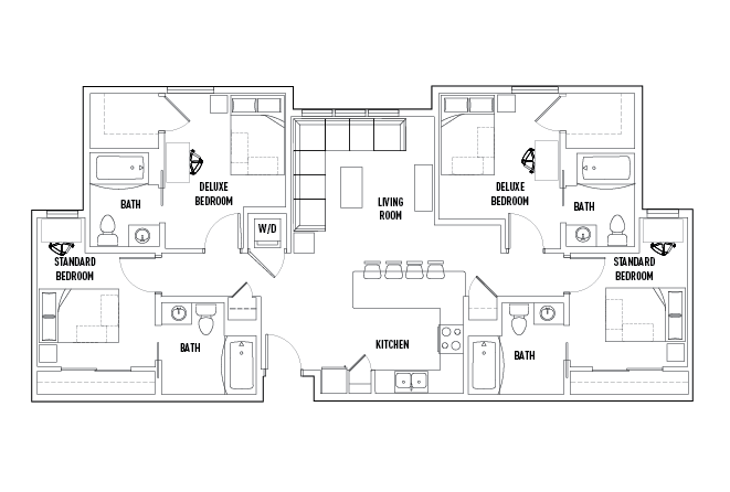 4 Bed - 4 Bath B Standard Bedroom