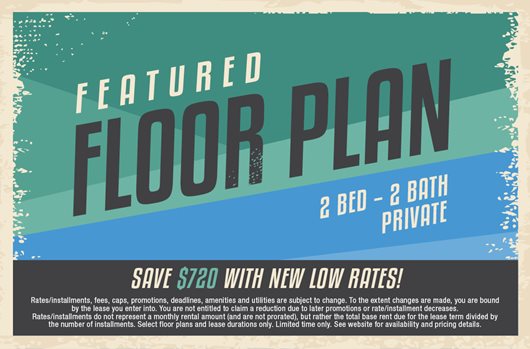 Featured Floor Plan: 2 bed - 2 bath Private