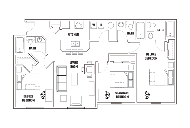 3 Bed - 3 Bath A Deluxe Bedroom