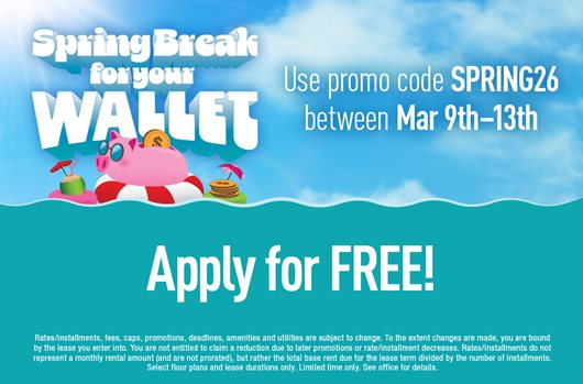 Use promo code SPRING26 between March 9th-13th and apply for free