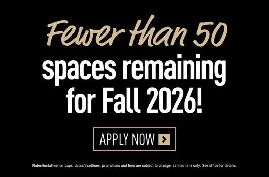 Fewer than 50 spaces remaining for Fall 2026! Apply now >
