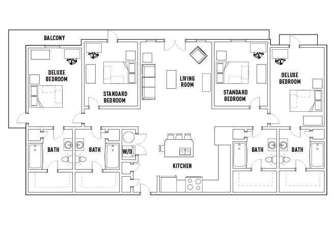 3 Bed - 2 Bath B Deluxe Bedroom