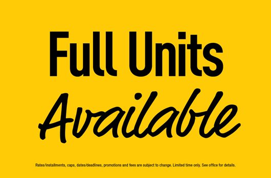Full Units Available
