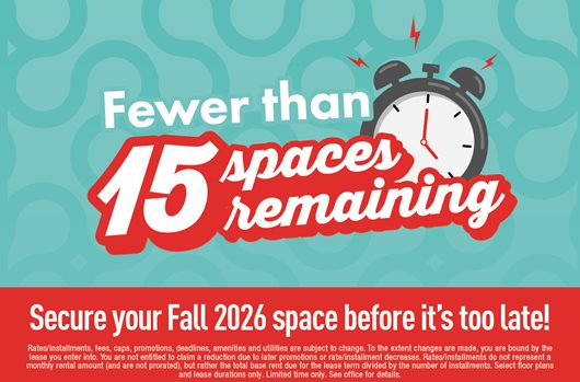 Fewer than 15 spaces remaining. Secure your Fall 2026 space before it's too late!