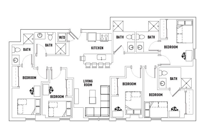 5 Bed - 5 Bath B Semi-Private Bath