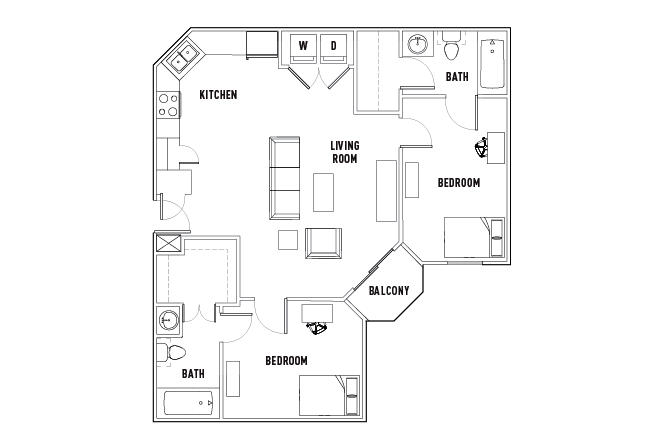 2 Bed - 2 Bath Corner B Furnished