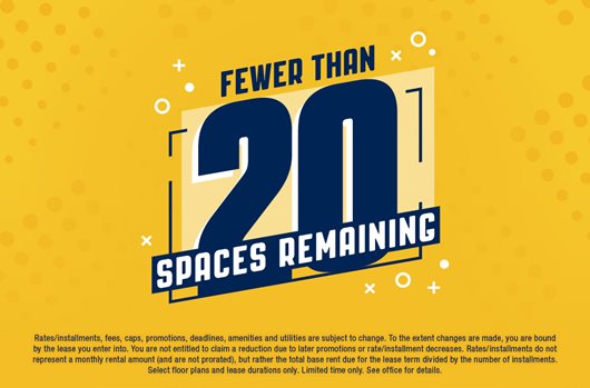 Fewer than 20 spaces remaining!