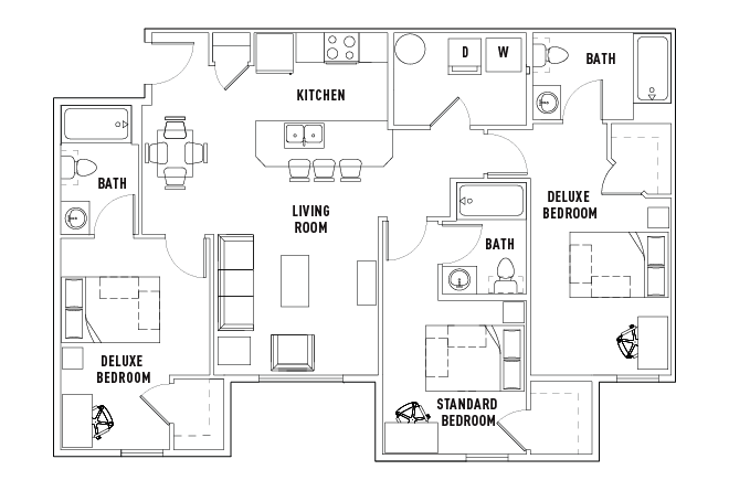 3 Bed - 3 Bath Standard Bedroom