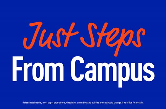Just steps to campus
