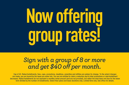 Now offering group rates! Sign with a group of 8 or more and get $40 off per month. Cap of 40.