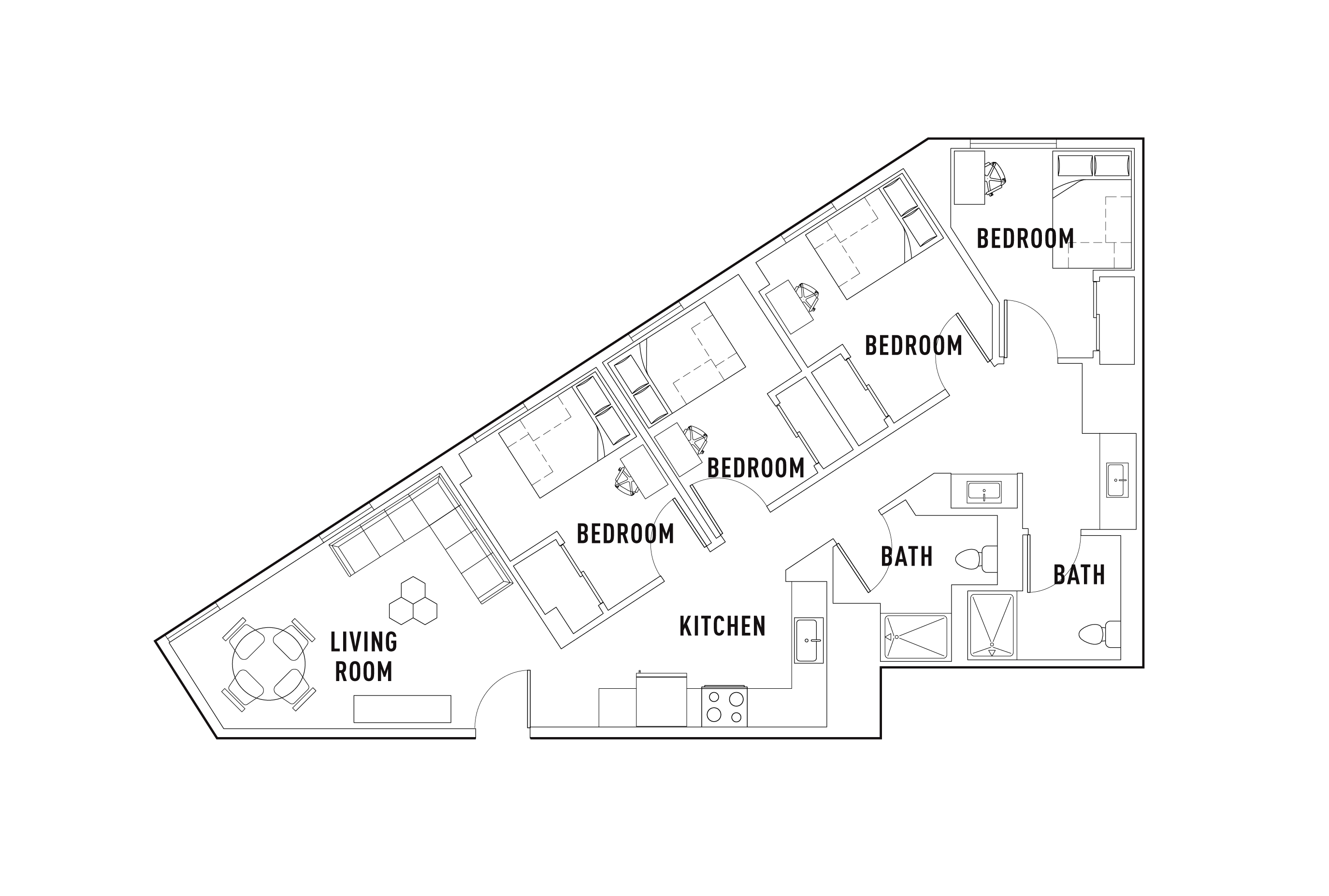 4 Bed - 2 Bath E