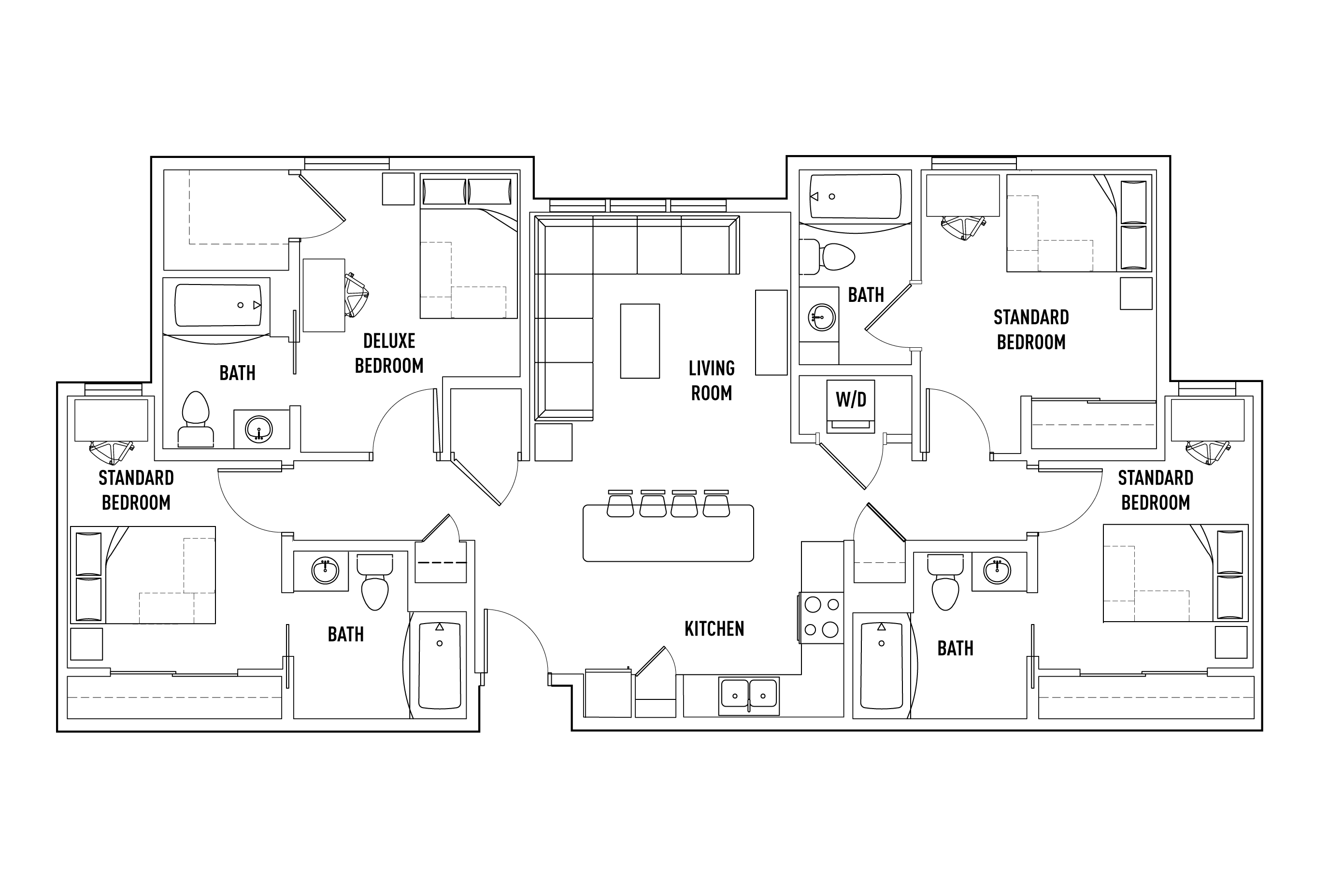 4 Bed - 4 Bath C Standard Bedroom