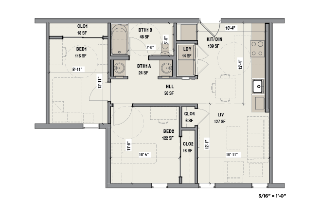 2 Bed - 1 Bath