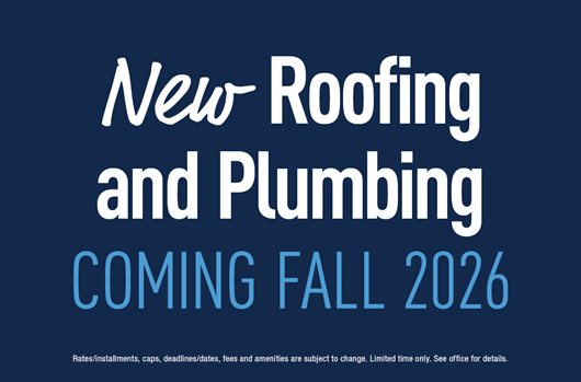 New Roofing and Plumbing coming Fall 2026