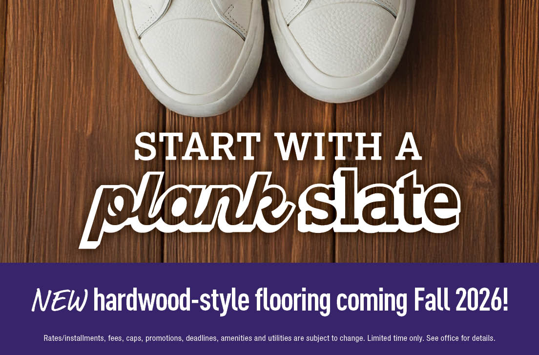 Start with a plank slate. New hardwood style floors coming Fall 2026