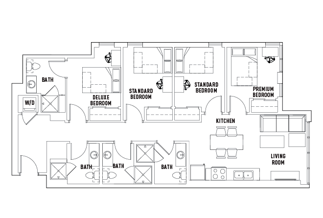 4 Bed - 4 Bath A Standard Bedroom