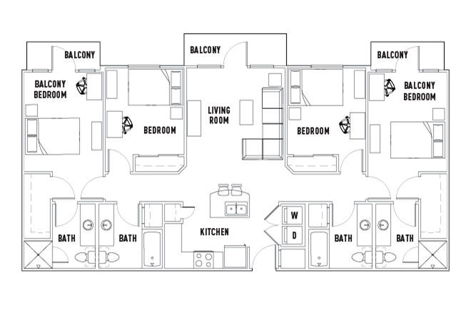 Rio: 4 Bed - 4 Bath Premium Private Balcony Bedroom - Private Bathroom - Furnished