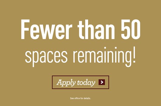Fewer than 50 spaces remaining for Fall 2023