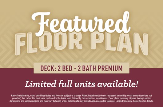 Featured floor plan: Deck 2 bed - 2 bath Premium