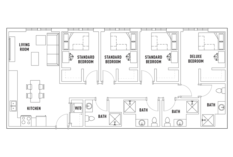 4 BR Floor Plan The Jack Apts near NAU