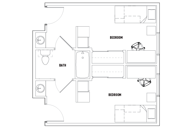 1 Bed - 1 Bath A Double Bedroom
