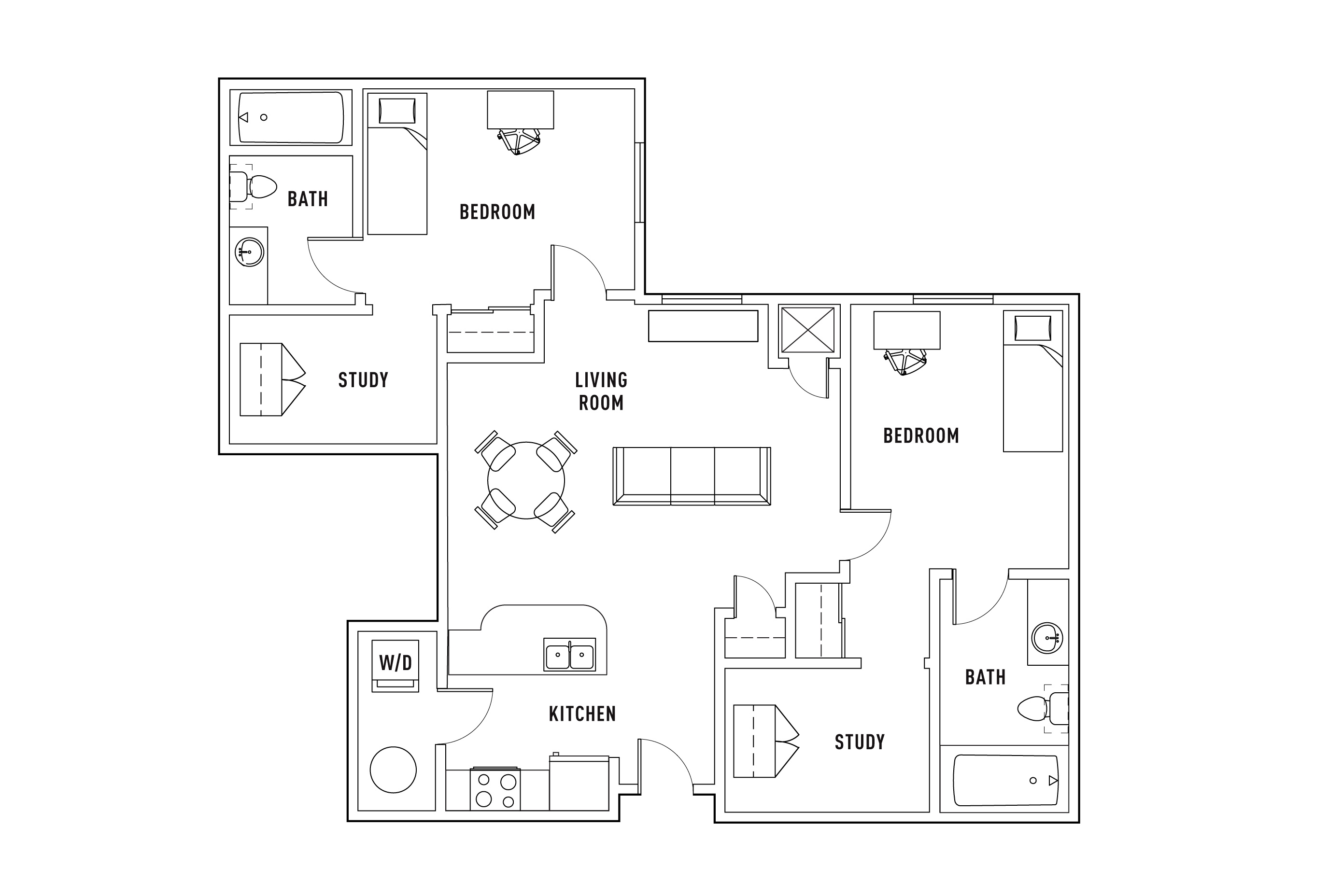 2 Bed - 2 Bath B Private Bedroom