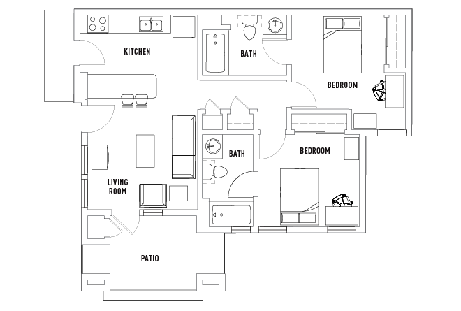 3 Bed - 2 Bath Shared Bath