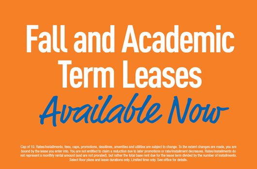 Fall and academic term leases available now