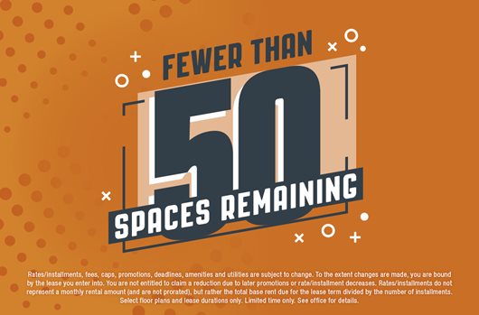 Fewer than 50 spaces remaining