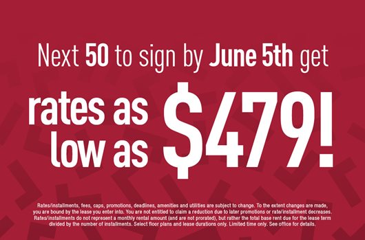 The next 50 to sign by June 5th get rates as low as $479!