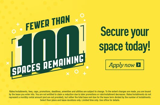 Fewer than 100 spaces remaining! Secure your space today! Apply Now>