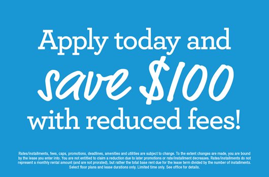 Apply and save $100 with reduced fees