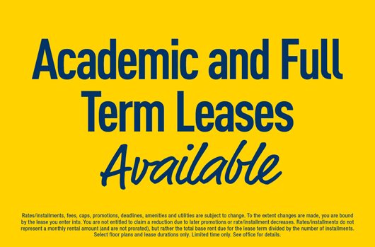 Academic and Full Term Leases Available for Fall 2026