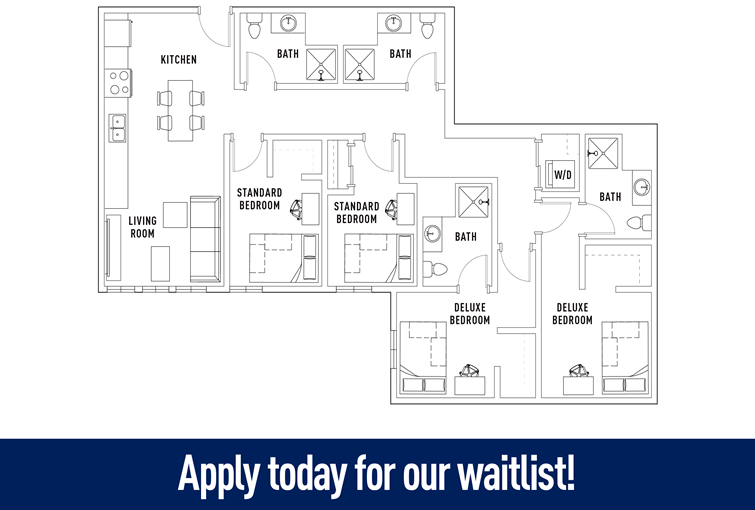 4 Bed 4 Bath Floor Plan The Jack Apts near NAU