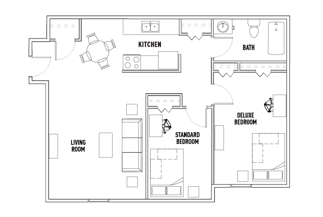 Apartments - 2 Bed - 1 Bath A Private Standard Bedroom Unfurnished