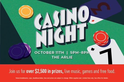 Casino Night October 11th | 5-8PM | The Arlie