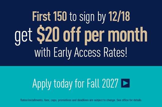 First 150 to sign by 12/18 get $20 off per month with Early Access Rates!