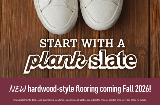 Start with a Plank Slate | New hardwood-style flooring coming Fall 2026!