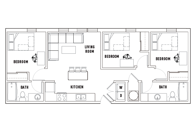 Phase 2 - 3 Bed - 2 Bath A Shared Bathroom