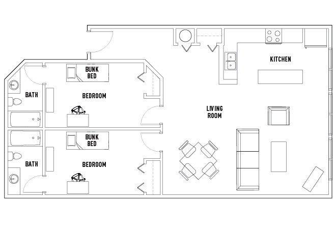 2 Bed - 2 Bath C Shared Bedroom