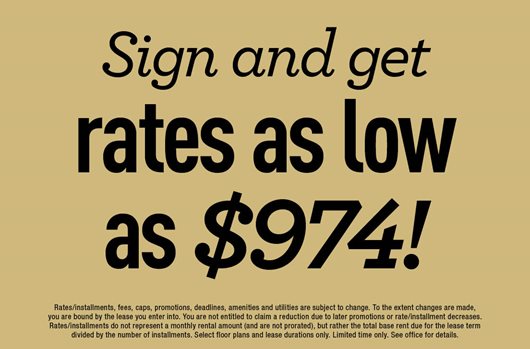 Sign and get rates as low as $974