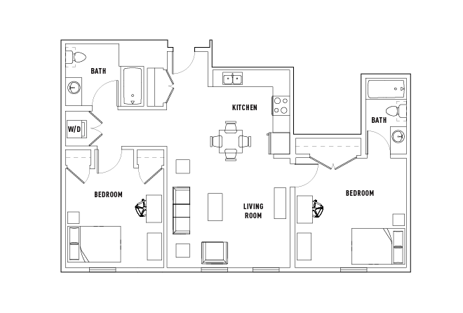 2 Bed - 2 Bath Private Bedroom