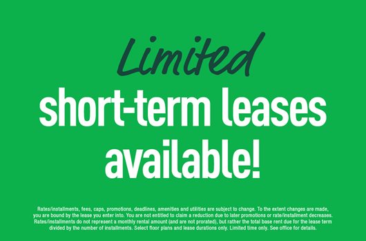 Limited Short Term Leases Available!