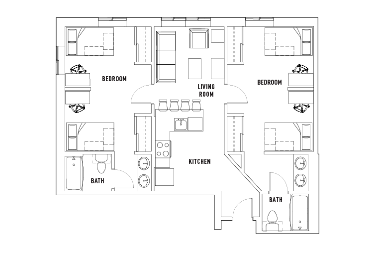 4 Bed - 2 Bath Private Bedroom