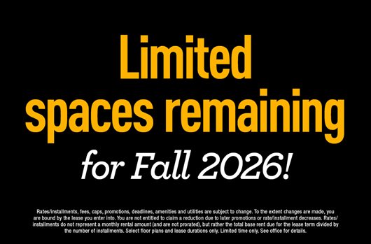 Limited spaces remaining for Fall 2026