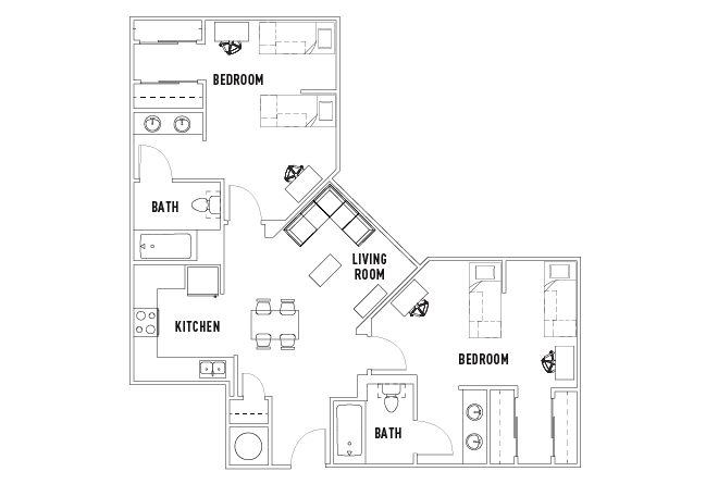 2 Bed - 2 Bath B Shared Bedroom