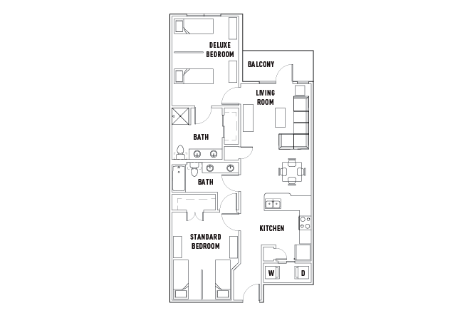 25th E: 2 Bed - 2 Bath D Premium Shared Standard Bedroom - Shared Bathroom - Furnished