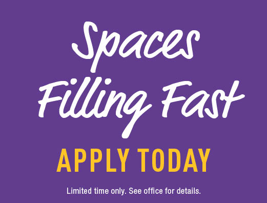 Spaces Filling Fast Apply Today